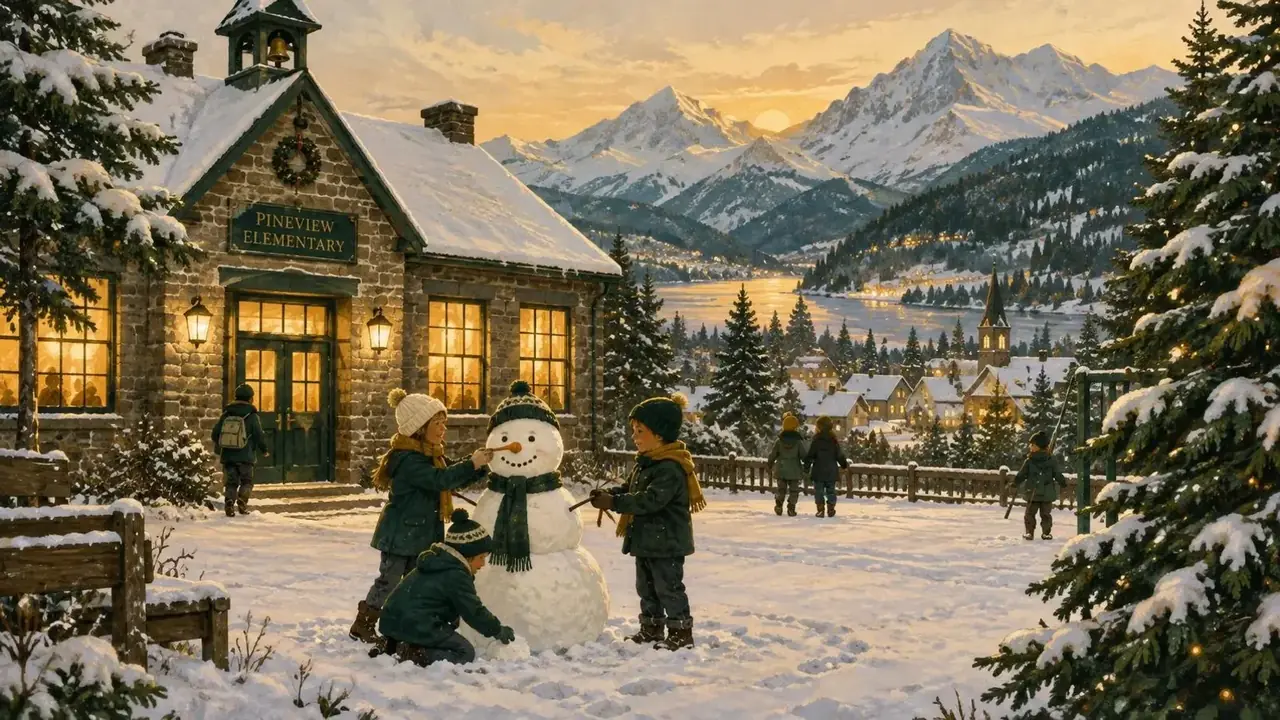《小雪人的合唱团》剧照背景，五个跑调的孩子，要在冬天唱完一首完整的歌
